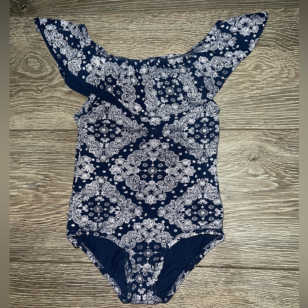 Zara Kids Navy and White Patterned Swimsuit